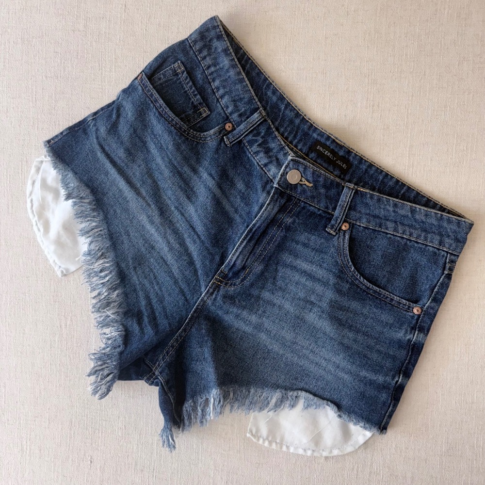 Sincerely Jules Denim Cutoff Shorts Womens 28 Raw Hem Festival Blogger